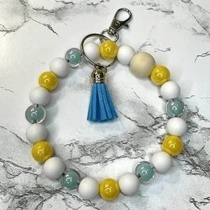 Wristlet Keychain Silicone Beaded Faux Leather Custom Women